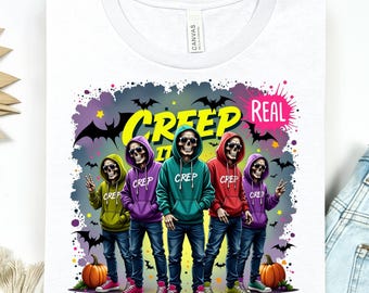 Creep It Real Skeleton Hoodie Shirt – Funny Halloween Graphic Tee