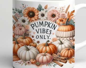 Pumpkin Vibes Mug Wrap – Fall Decor, 11oz & 15oz (Digital Download)