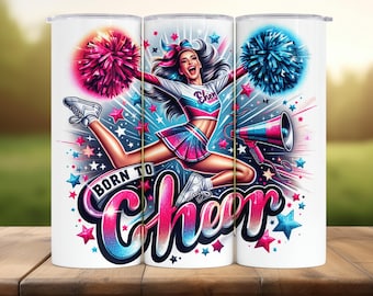 Cheerleader Tumbler Wrap: Glitter Cheer Squad 20oz PNG (Digital Download)