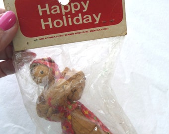 CORN HUSK Woman, Vintage Happy Holiday Decor, NOS, Howard Berger, Woman with Basket