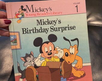 Vintage 1990 MICKEYS BIRTHDAY SURPRISE Volume 1 Childrens Book Hardcover Walt Disney