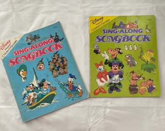 DISNEY SING ALONG Two Vintage 1987 Songbooks Childrens Music Kids Songs