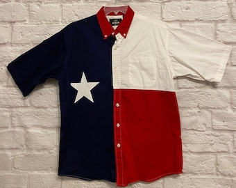 Mens TEXAS SHIRT, Large Vintage Shirt, Redhead brand, Texas Star, Cotton Shirts, Short Sleeves, Mens Clothing, Button Down Shirt
