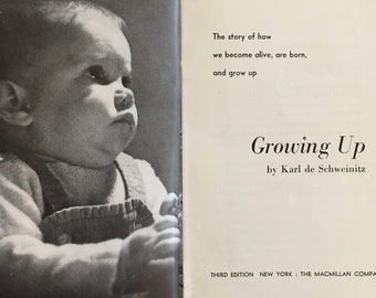 GROWING UP by Karl de Schweinitz, Third Edition, Vintage 1959, Human Growth Process, Pictures, Hardcover Book, Baby Birth, Health