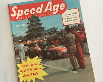July 1955 SPEED AGE MAGAZINE, Vintage Car Magazine, Collectible Magazine, Car Information, Gift Idea, Vintage Ads