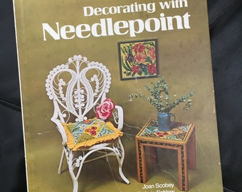 DECORATING with NEEDLEPOINT, Vintage 1975, Guide to Needlepoint, Sewing Instructions, Creative Home Library