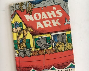 Noahs Ark, Vintage Childrens Book, Vintage 1946, Rand McNally Junior Elf Book, Collectible, Gift Idea
