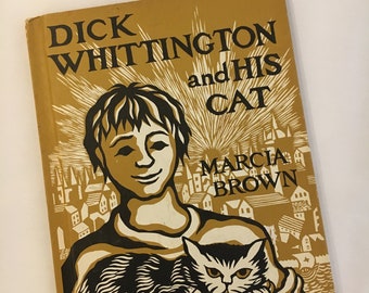 DICK WHITTINGTON and His CAT, by Marcia Brown, Vintage 1950, Childrens Book, Hardcover Book, Illustrations, Collectible
