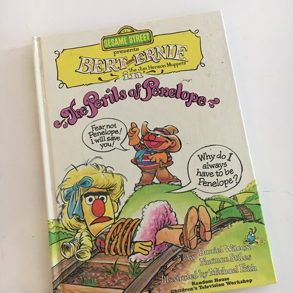 Bert y Earnie en Los peligros de Penélope, Vintage 1973, Plaza Sésamo, Raro, Vintage Childrens Book, Coleccionable, Idea de Regalo, Tapa Dura