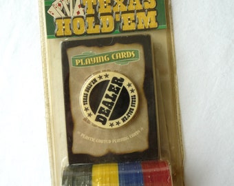 Vintage TEXAS HOLD'EM Travel Poker Set, Original Package, Poker Chips, Playing Cards, Vintage Game