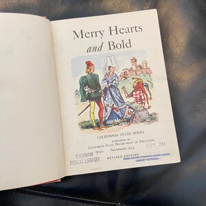 MERRY HEARTS and BOLD, Hardcover Book, Vintage 1955, Library Book, Colored Illustrations, California State Series, Education image 6