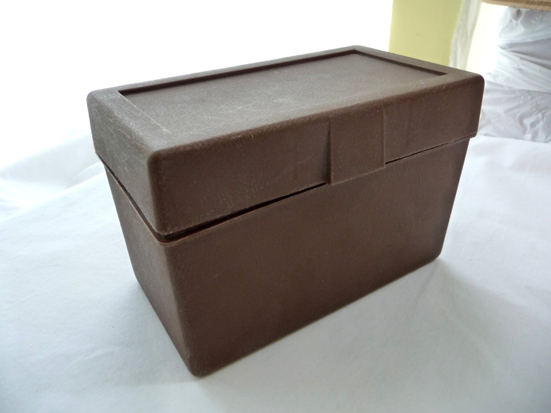 VINTAGE FILE BOX Plastic Card File Box Brown Recipe Box Small Etsy