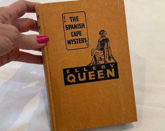 The Spanish Cape Mystery by ELLERY QUEEN, Vintage 1946, Hardcover Book, Fiction, Collectible, Orange Book