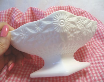 Vintage Milk Glass Dish, White Milk Glass, Vintage Housewares, Vintage Serving Dish, Pedestal Dish