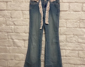 ANGELS Jeans, Y2K, Womens Size 3, Stretchy Jeans, Vintage Jeans, Beaded Belt, Embroidery, Bell Bottoms, One Owner