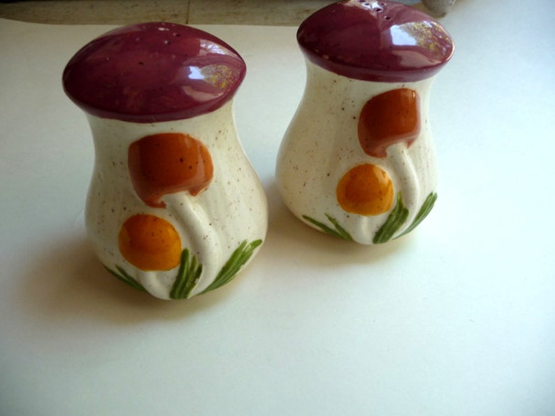 Vintage Shakers Glass Dispenser Vintage Kitchen Salt Pepper Retro Kitchen Mushrooms Seasoning Collectible