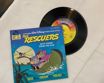 THE RESCUERS With Songs from the Film on Vinyl RECORD Walt Disney Vintage 1977 Collectible Childrens