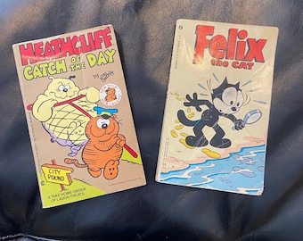 Felix the Cat, Heathcliff Catch of the Day, Vintage 1980s, 2 Paperbacks