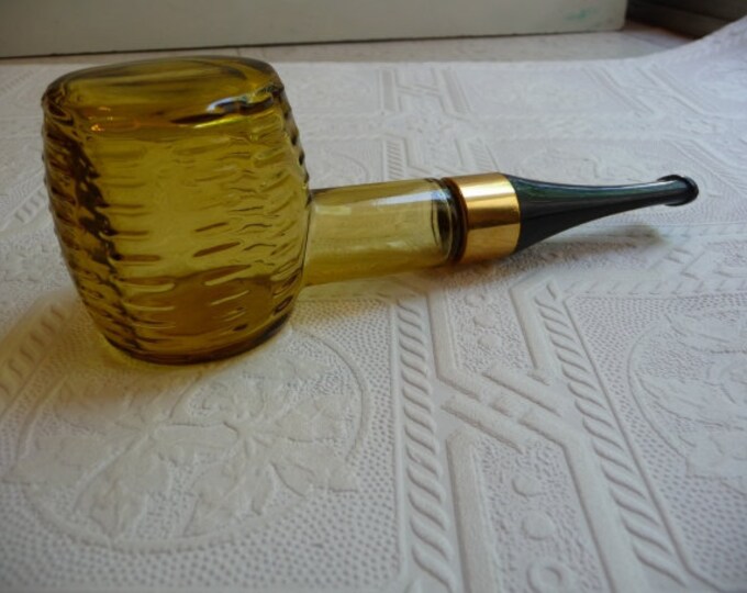 Vintage Avon Bottle, Pipe, Corn Cob Pipe, Amber Glass Bottle, Spicy