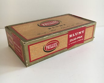 Phillies Blunt Vintage USA CIGAR BOX, Milton Berle Advertisement, Vintage 1959, Jackpot Bowling, Bayuk Cigars, Collectible, Storage