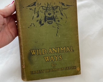 WILD ANIMAL WAYS by Ernest Thompson Seton, Vintage 1922, Old Green Book, Animal Stories, Animal  Picture