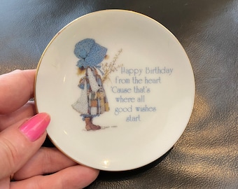 Vintage HOLLY HOBBIE Miniature Plate Happy Birthday Lasting Treasures Porcelain Made in Japan Collectible