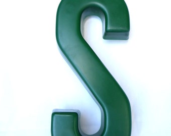 Vintage S Letter, Green Plastic Letter, Commercial Letter, Mounting Supports, Thick Plastic,Vintage Wall Art,Wall Hanging,Church Sign Letter