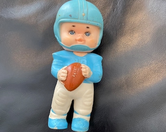 FOOTBALL PLAYER Vintage Toy Soft Plastic IWAI Industrial Vintage 1971 Made in Japan Number 10 Player Blue White Sports Collectible Gift Idea