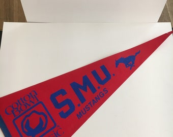 SMU Mustangs Pennant, Cotton Bowl Classic, Vintage Pennant, January 1 1983, Large Felt Pennant, College Pennant