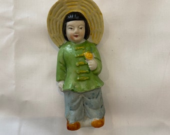 Vintage Asian Oriental Figurine, Ceramic Figurine, Made in Occupied Japan, Collectible, Home Decorr