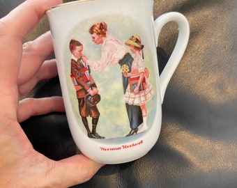 Norman Rockwell Museum Cup The First Day of School Vintage 1986 Ceramic Collectible