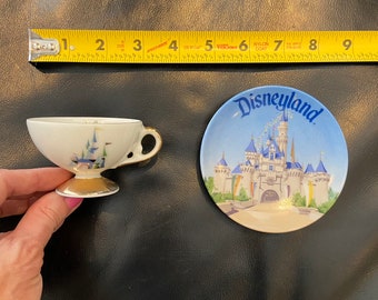 DISNEYLAND Tinkerbell Castle Cup and Disneyland Castle Mini Saucer Vintage Souvenir Made in Japan