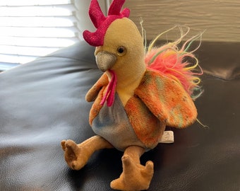 ZODIAC ROOSTER TY, Beanie Baby, 2000, Retired Plush, Colorful Rooster, Toy, Collectible