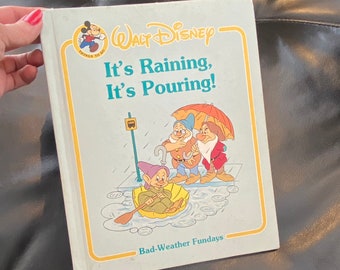 It's Raining It's Pouring Bad Weather Fundays Walt Disney Vintage 1984 Hardcover Childrens Book Colorful Pictures