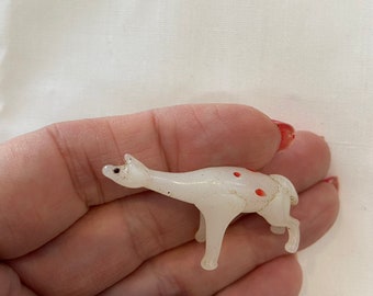 Tiny Glass Animal Figure, Vintage Miniature Glass Animal, Spotted Animal Figurine, Collectible, Vintage Knick Knack