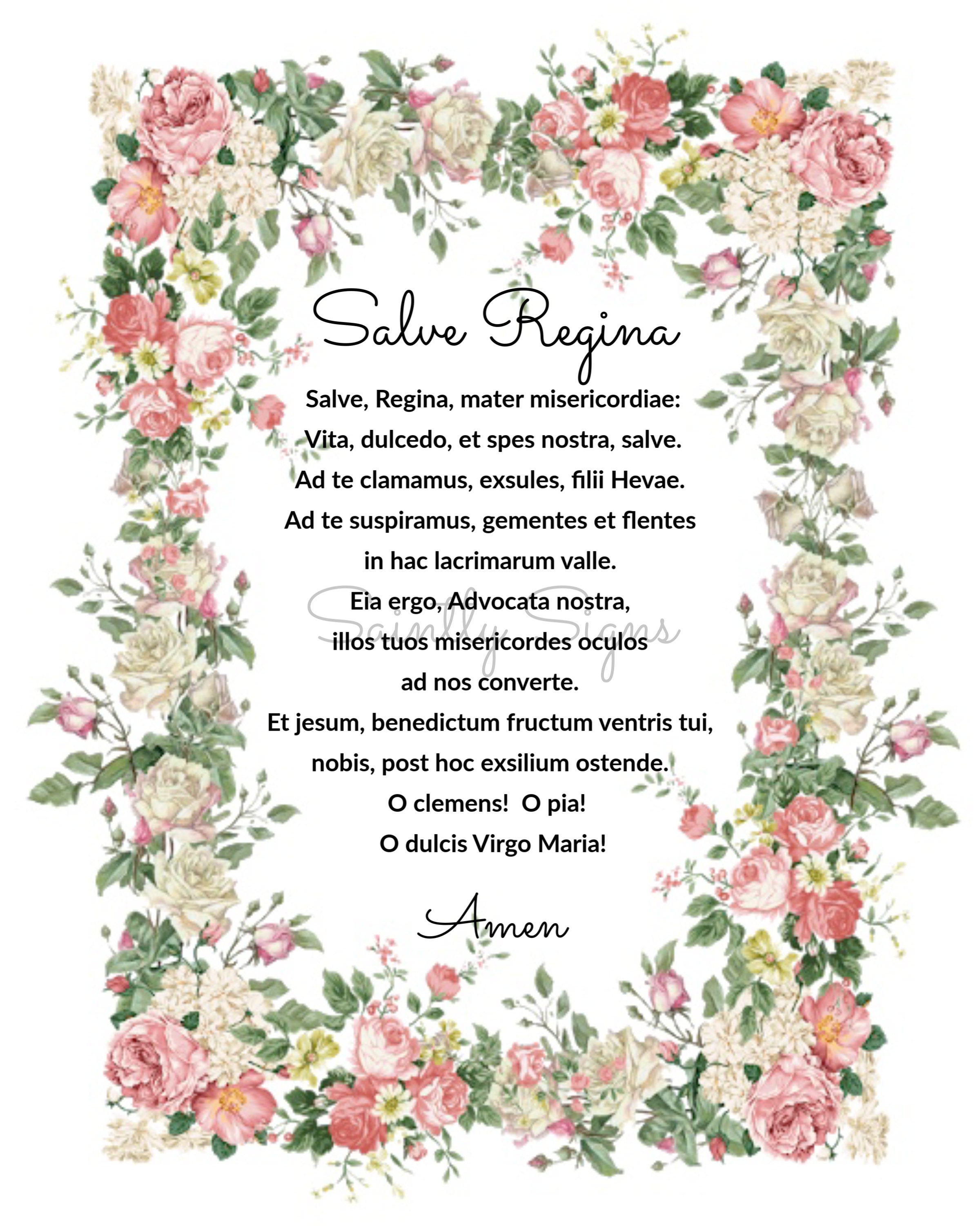 Salve Regina Hail Holy Queen Prayer - Etsy