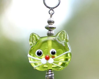 Fan Pull, Ceiling Fan Pull, Lamp Shade Pull, Home Accessory, Green Cat, Christmas, Hostess Gift, New Home Gift, Nursery Decor, Cyber Monday