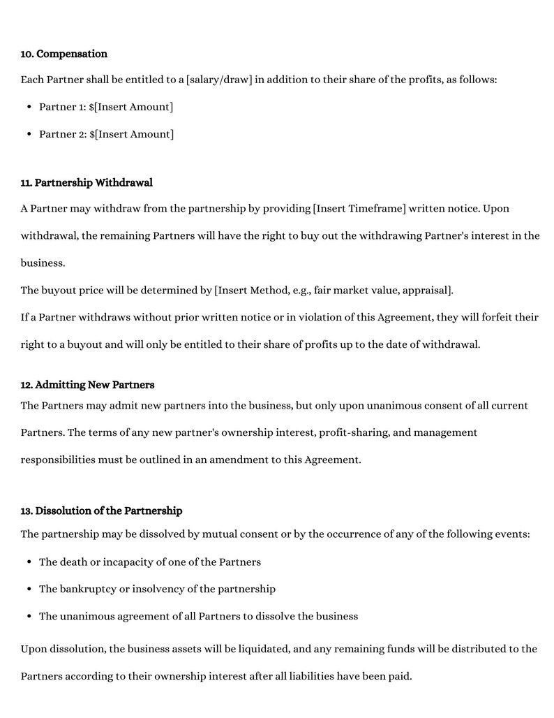 Comprehensive Partnership Agreement Template: LLC & Small Business ...