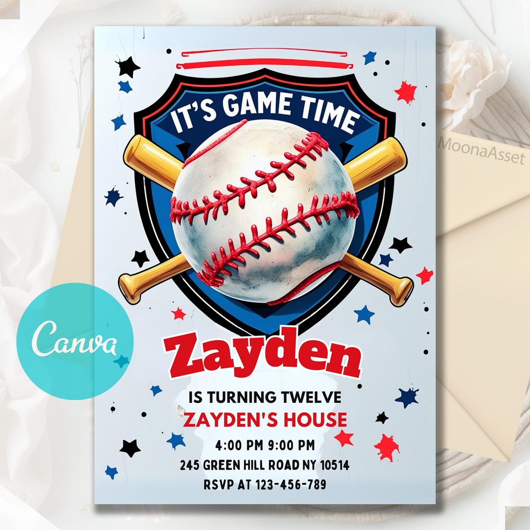 Baseball Birthday Party Invitation, Baseball Invites, Sports Birthday ...