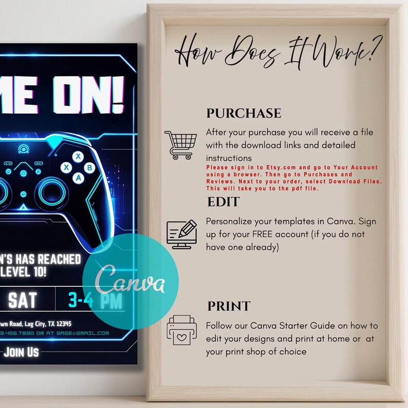 Birthday Invitation,Invitation for Boys,Canva video game,invitation template,Team Sports Template,Game Birthday Invite,One Year First,Gamer Party Invite,Level up Birthday,Video Game Birthday,Neon Gaming Invite, gamer truck party,game truck boy