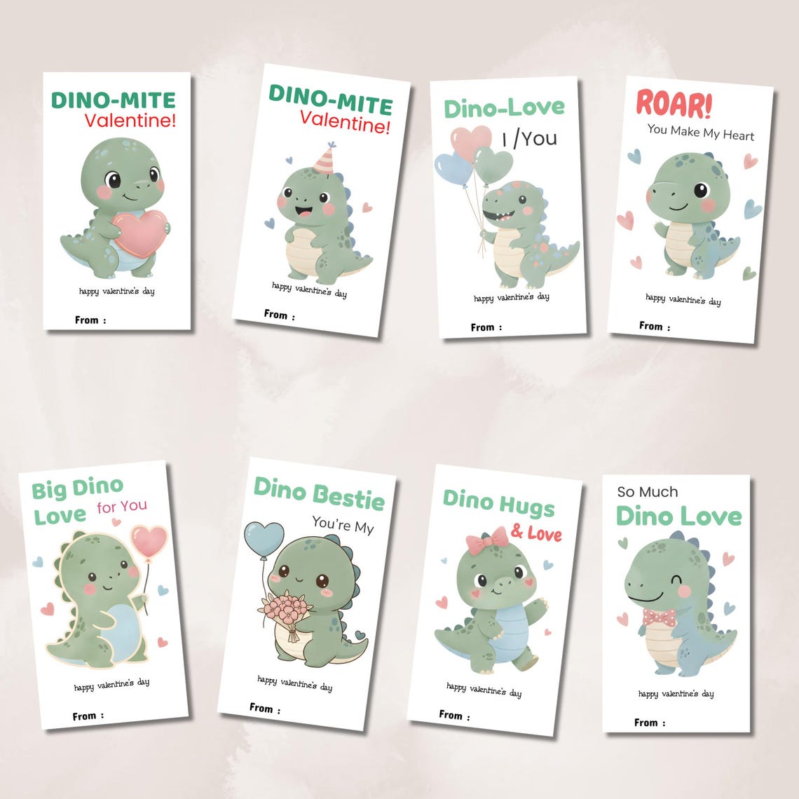 Dino Valentine's Day Cards for Kids & Tweens, Slang Valentine Cards ...
