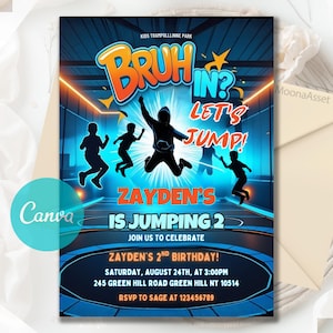 Jump Trampoline Park Invitation, Teen Jump Party, Teen Park Birthday Invitation, Let's Jump Birthday Party Invite, Editable Canva Template