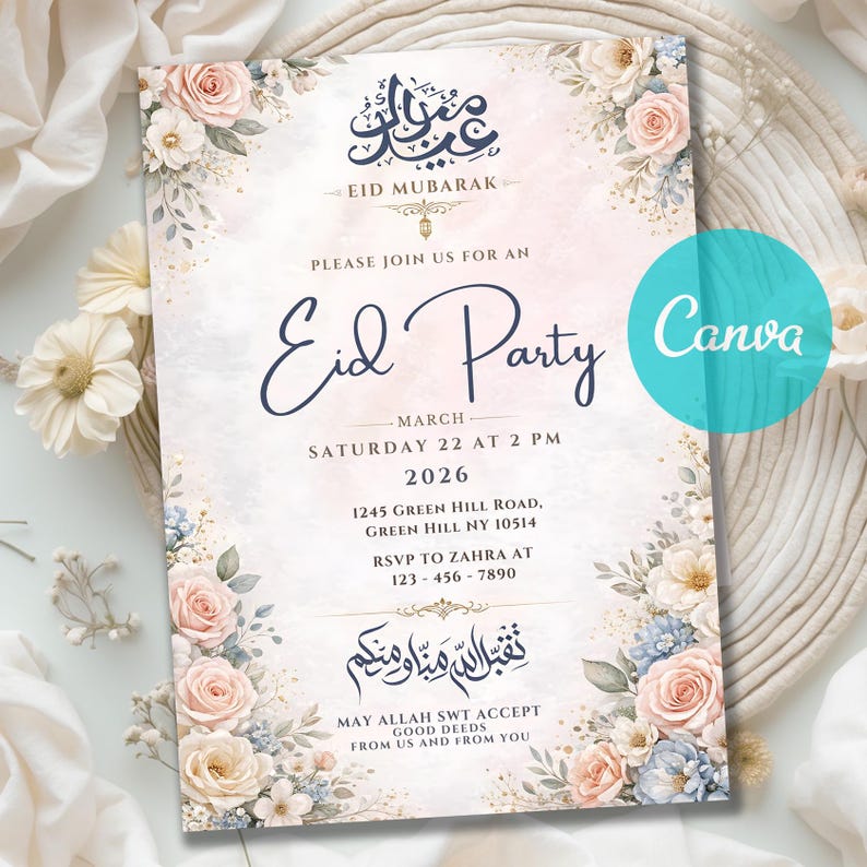 Eid Party Invitation, Eid Al Fitr Mubarak, Digital Download, Muslim ...