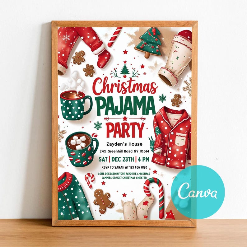Invitation Template, Instant Download,holiday pajama party,holiday party invite,christmas invitation,pajama invitation,pajamas party,pajama party,christmas pajamas,Pajama Party Invite,Christmas Party,Holiday Party Invite,Christmas Dinner,Holiday Pajamas