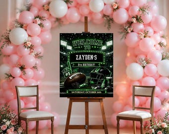 Editable Football Birthday Welcome sign, American Football Welcome sign, Sports Theme Style Party Sign, Any Age, Printable Sign, Canva