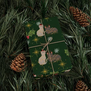 Christmas Cat Wrapping Paper | Holiday Gift Wrap | Cute Cat Lover Gift Wrap | Festive Cat Christmas Paper | Gift Wrap for Cat Lovers