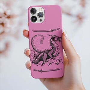 Japanischer Drache Handyhülle - Personalisiert, Einzigartig, Custom Design für iPhone & Samsung, Geschenk für Drachenliebhaber, 8 Farben, Art