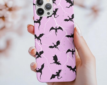 Pink Fourth Wing Inspired Dragon Phone Case - Fantasy Dragon Design, Magical Phone Case, Dragon Case for Book Lovers, Fantasy Art Accessory