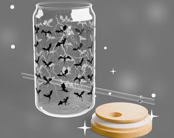Fourth Wing Inspired Glass Sipper Cup – Dragon-Themed Drinkware, Magical Gift for Fantasy Fans, Unique Glass Cup, Book Lover Gift, Dragon