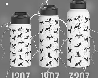 Fourth Wing Inspired Water Bottle – Insulated Stainless Steel, Bookish Gift, Fantasy Lover Gift, Dark Academia Aesthetic, Dragon Rider Merch